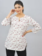 Womens Regular Fit Maroon Vactor Printed Short Kurti/Top