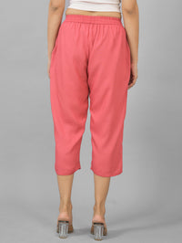 Pack Of 2 Womens Mauve Pink And Rani Pink Calf Length Rayon Culottes Trouser Combo