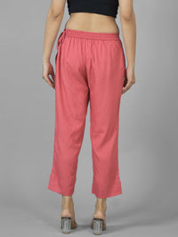 Pack Of 2 Womens Mauve Pink And White Ankle Length Rayon Culottes Trouser Combo