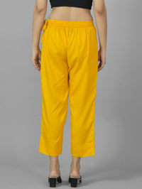 Pack Of 2 Womens Mustard And White Ankle Length Rayon Culottes Trouser Combo