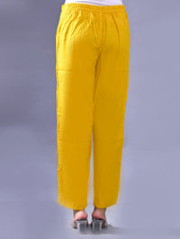 Women Regular Fit Mustard Rayon Trouser