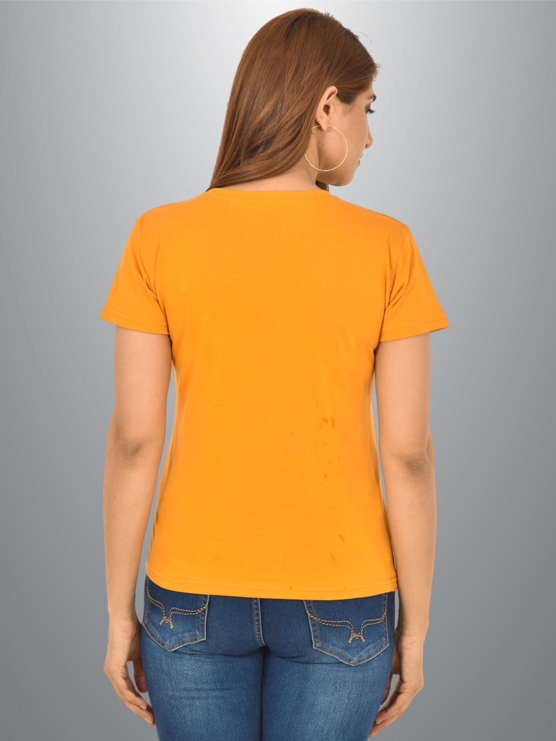 Womens Mustard Half Sleeves Cotton Plain T-shirt