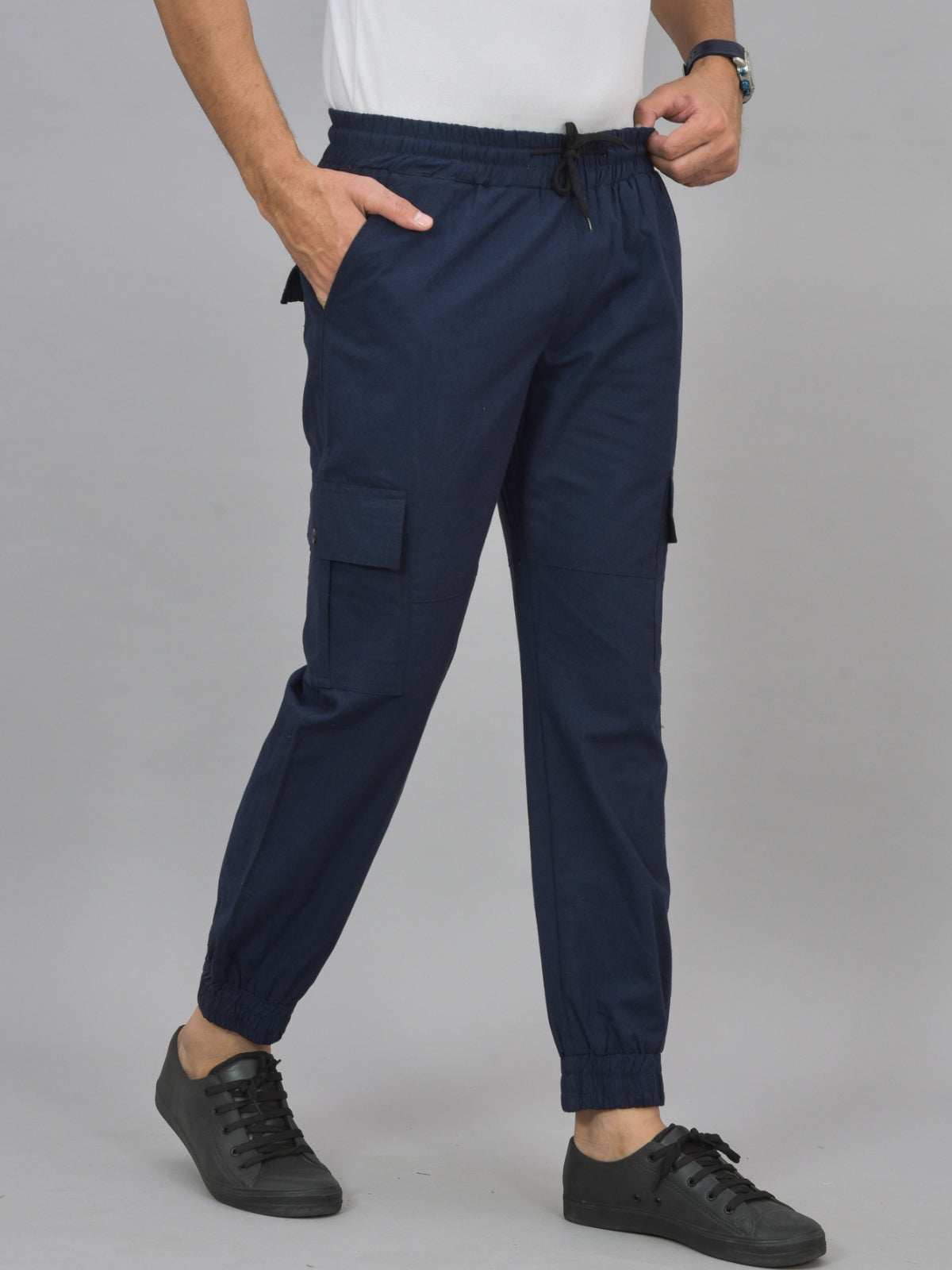 Navy Blue Airy linen Summer Cool Cotton Comfort joggers for men