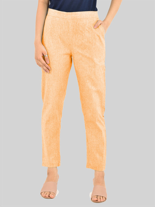 Women Solid Orange South Cotton Trouser