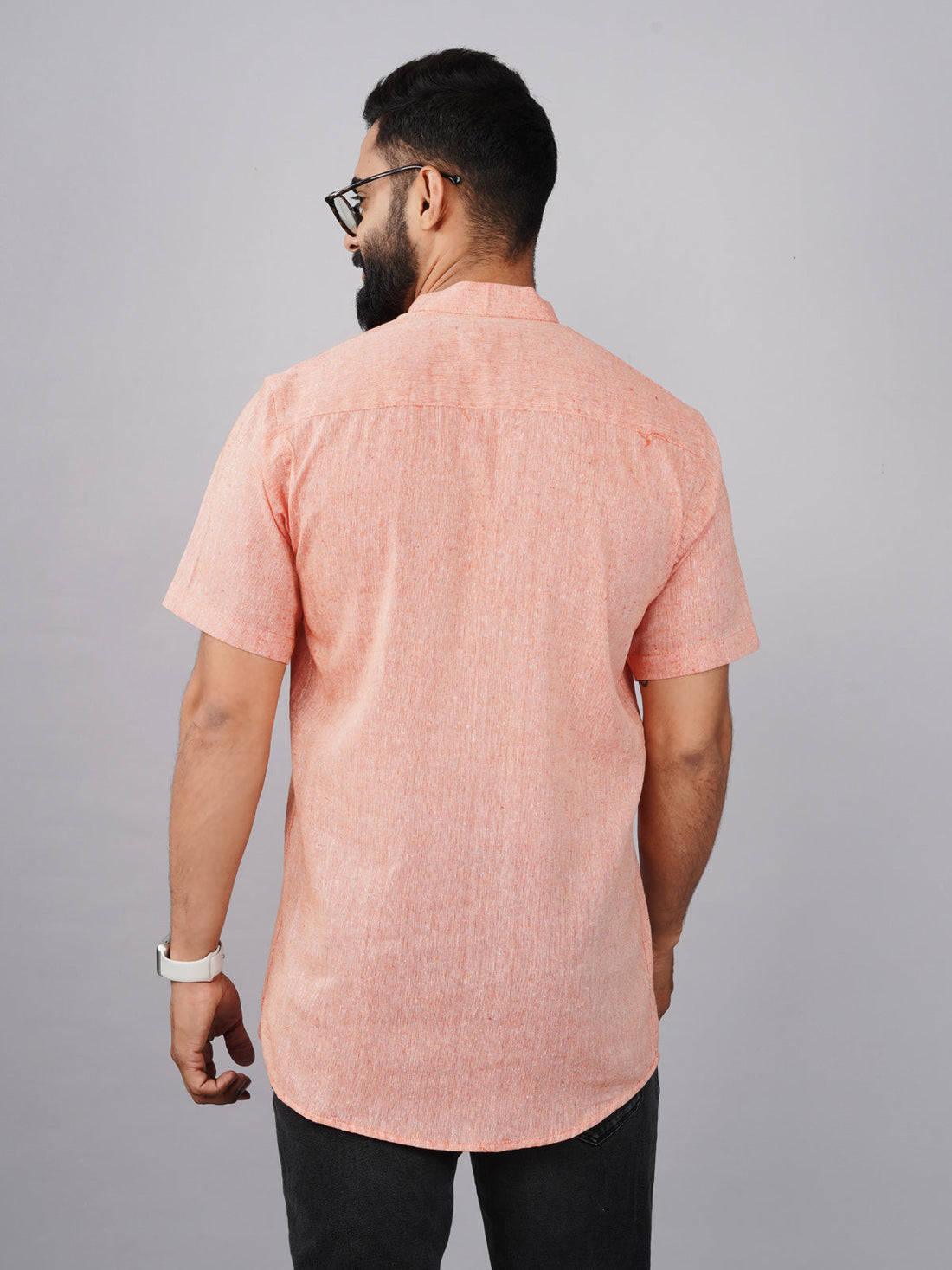 Solid Orange Cotton Regular Fit Short Kurta