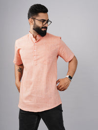 Pack Of 2 Mens Regular Fit Orange And Magenta Half Sleeve Cotton Short Kurta Combo