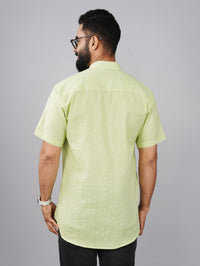 Pack Of 2 Mens Regular Fit Parrot Green And Sky Blue Half Sleeve Cotton Short Kurta Combo