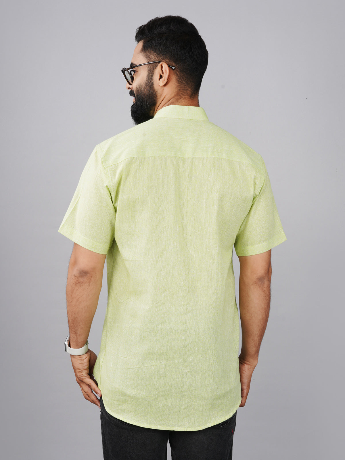 Pack Of 2 Mens Regular Fit Green And Parrot Green Half Sleeve Cotton Short Kurta Combo