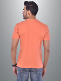 Mens Solid Round Neck  Half Sleeve Cotton Blend Peach T-shirt