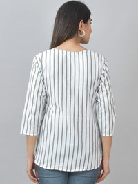 Pack Of 2 Coffee And Grey Striped Cotton Womens Top Combo