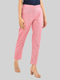 Women Solid Pink South Cotton Trouser