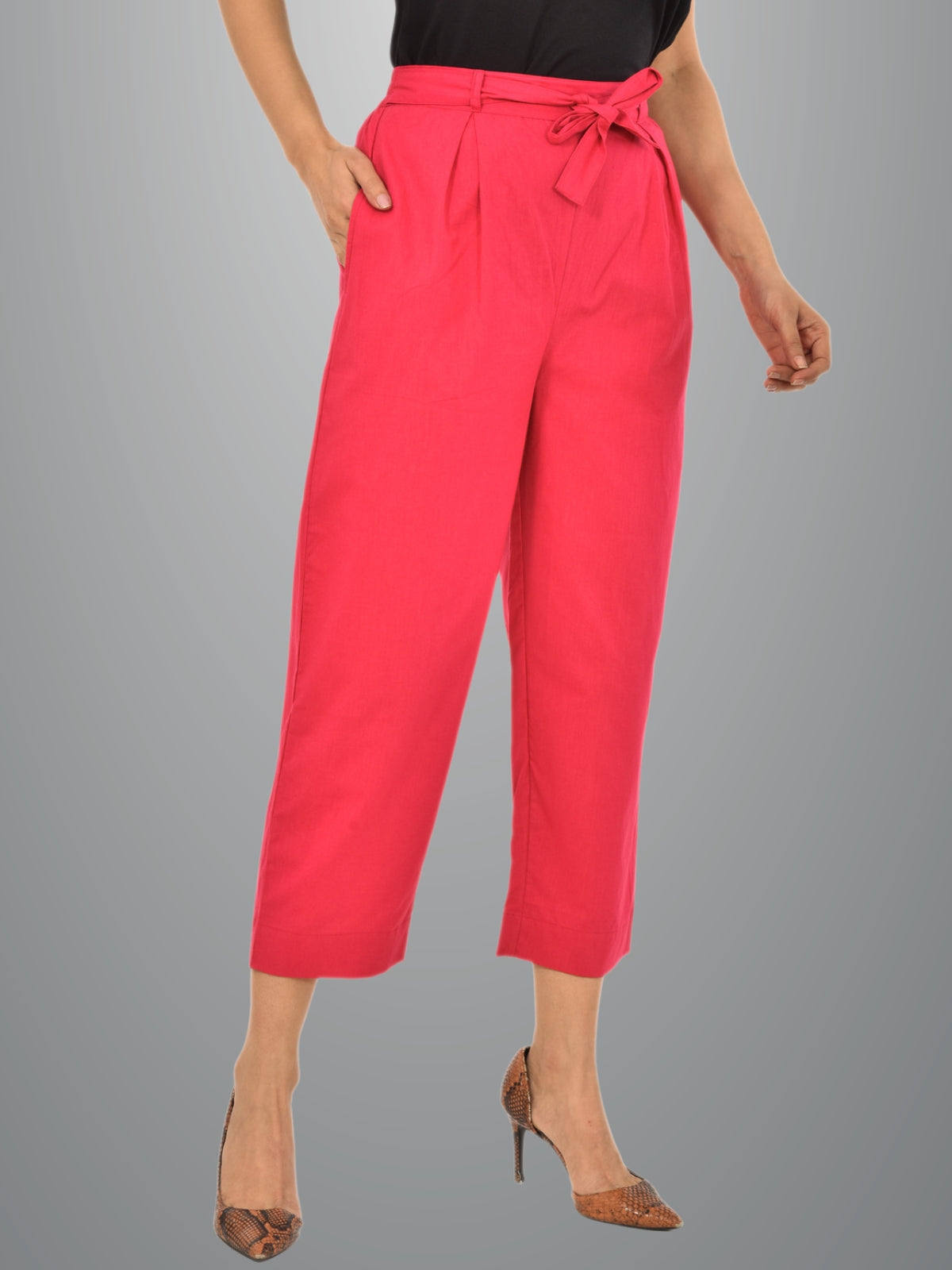 Women Solid Pink Cluottes Trouser