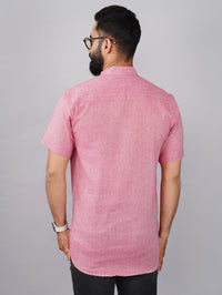 Pack Of 2 Mens Regular Fit Grey And Pink Half Sleeve Cotton Short Kurta Combo