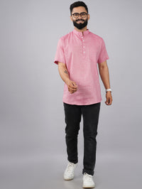 Pack Of 2 Mens Regular Fit Blue And Pink Half Sleeve Cotton Short Kurta Combo