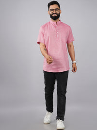 Pack Of 2 Mens Regular Fit Green And Pink Half Sleeve Cotton Short Kurta Combo