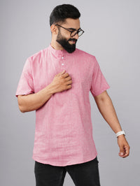 Pack Of 2 Mens Regular Fit Pink And Purple Half Sleeve Cotton Short Kurta Combo