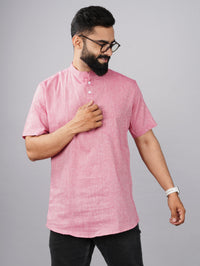 Pack Of 2 Mens Regular Fit Pink And Magenta Half Sleeve Cotton Short Kurta Combo