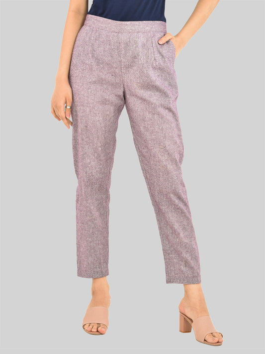 Women Solid Purple South Cotton Trouser