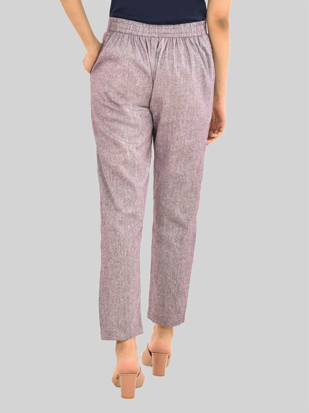 Women Solid Purple South Cotton Trouser