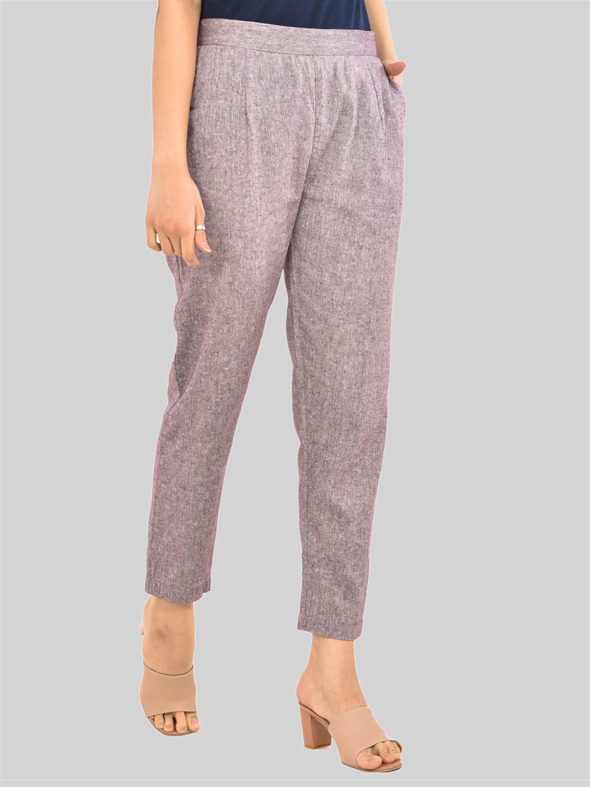 Women Solid Purple South Cotton Trouser