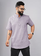 Solid Purple Cotton Regular Fit Short Kurta