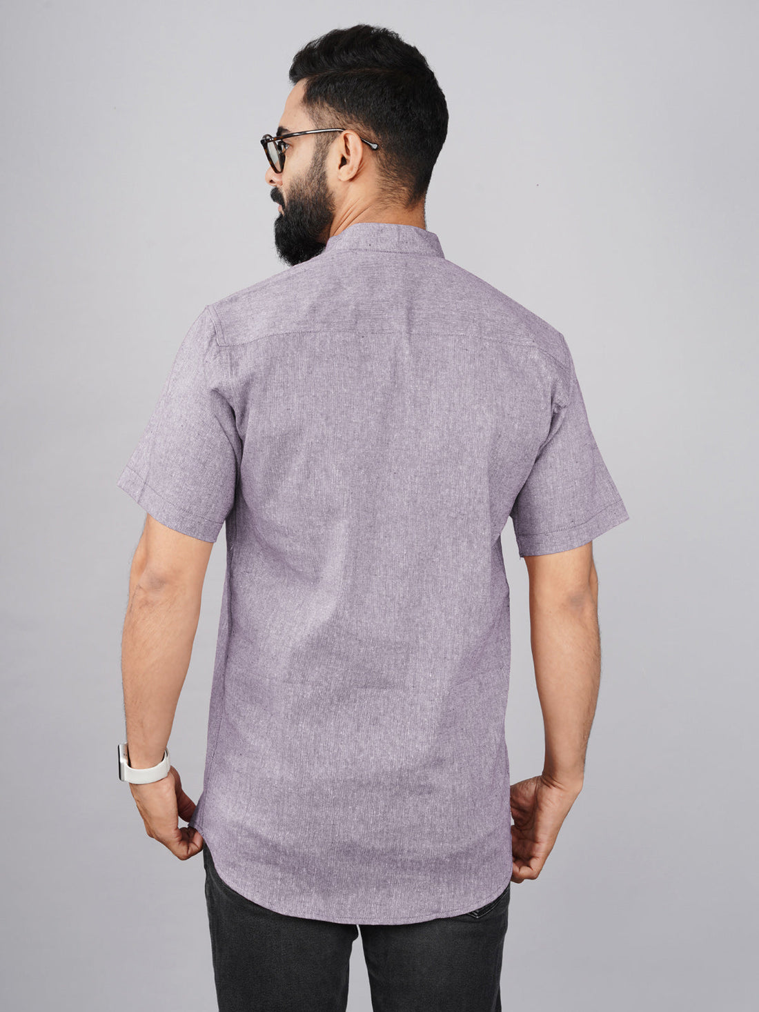 Solid Purple Cotton Regular Fit Short Kurta