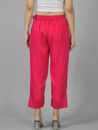 Pack Of 2 Womens Rani Pink And White Ankle Length Rayon Culottes Trouser Combo