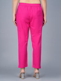 Pack Of 2 Womens Regular Fit Mauve Pink And Rani Pink Fully Elastic Waistband Cotton Trouser