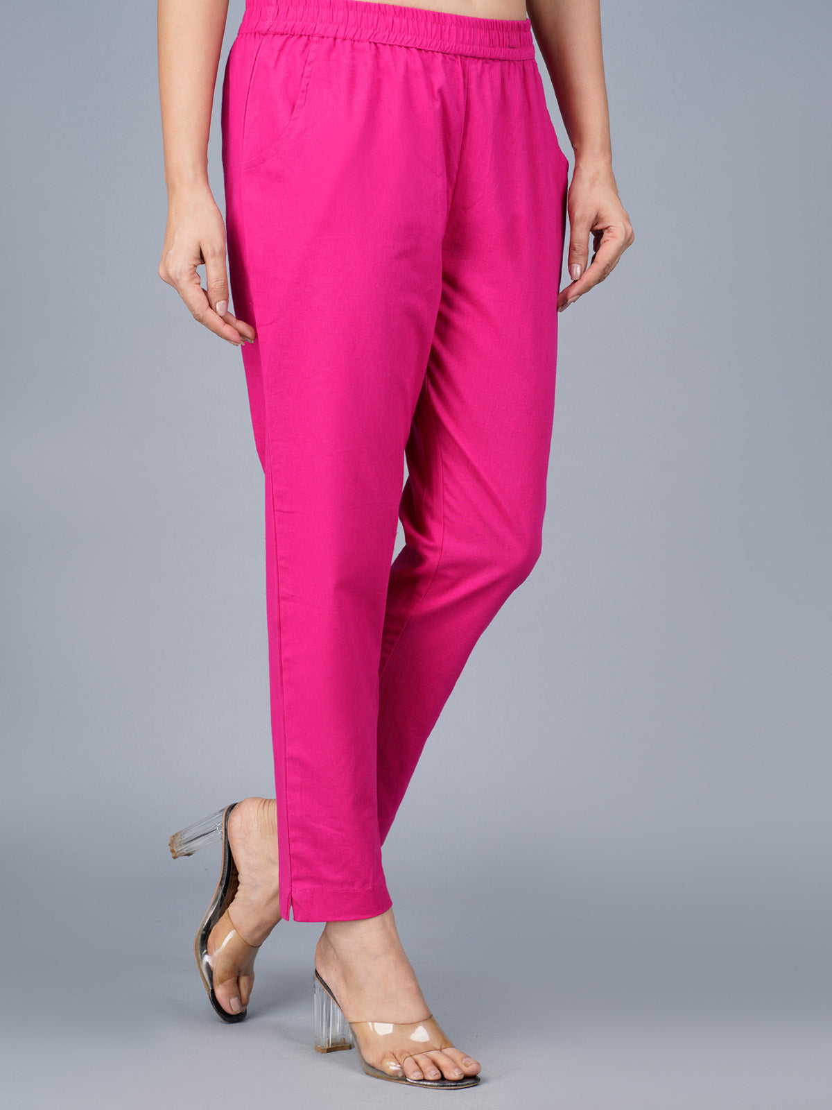 Women's Rani Regular Fit Elastic Cotton Trouser