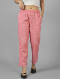 Women Regular Fit Red Cotton Trouser