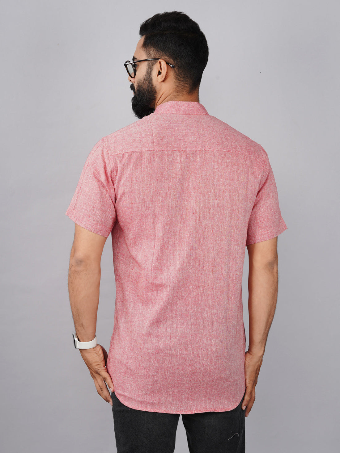 Solid Red Cotton Regular Fit Short Kurta