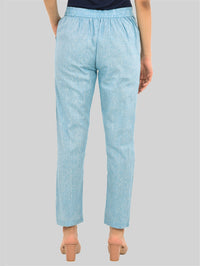 Women Solid Sky Blue South Cotton Trouser
