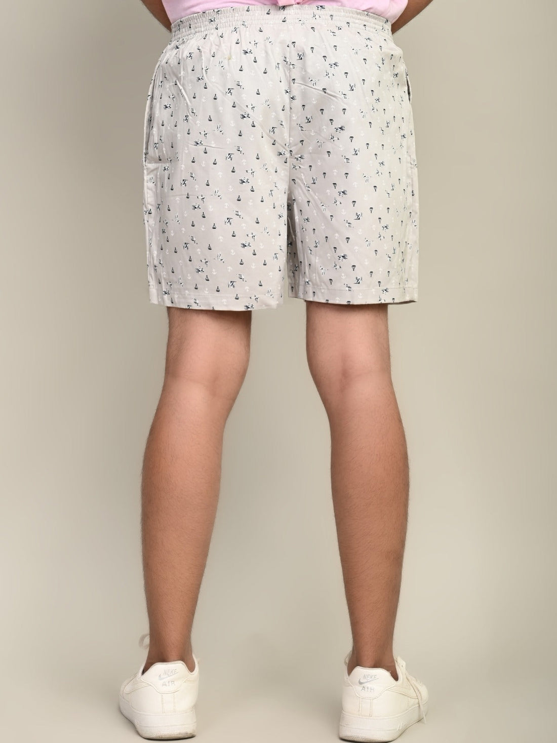 Men White Regualr Fit Printed Cotton Boxer
