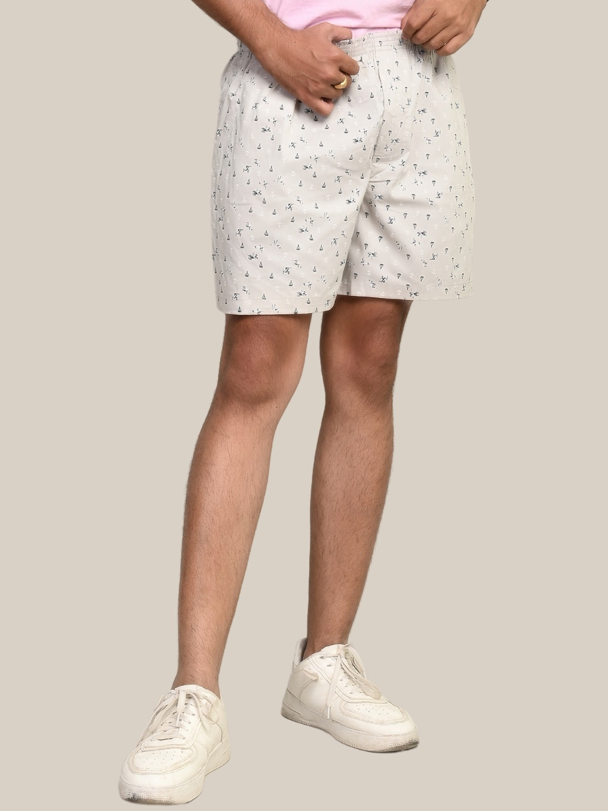 Pack Of 2 Dark Blue And White Mens Printed Shorts Combo