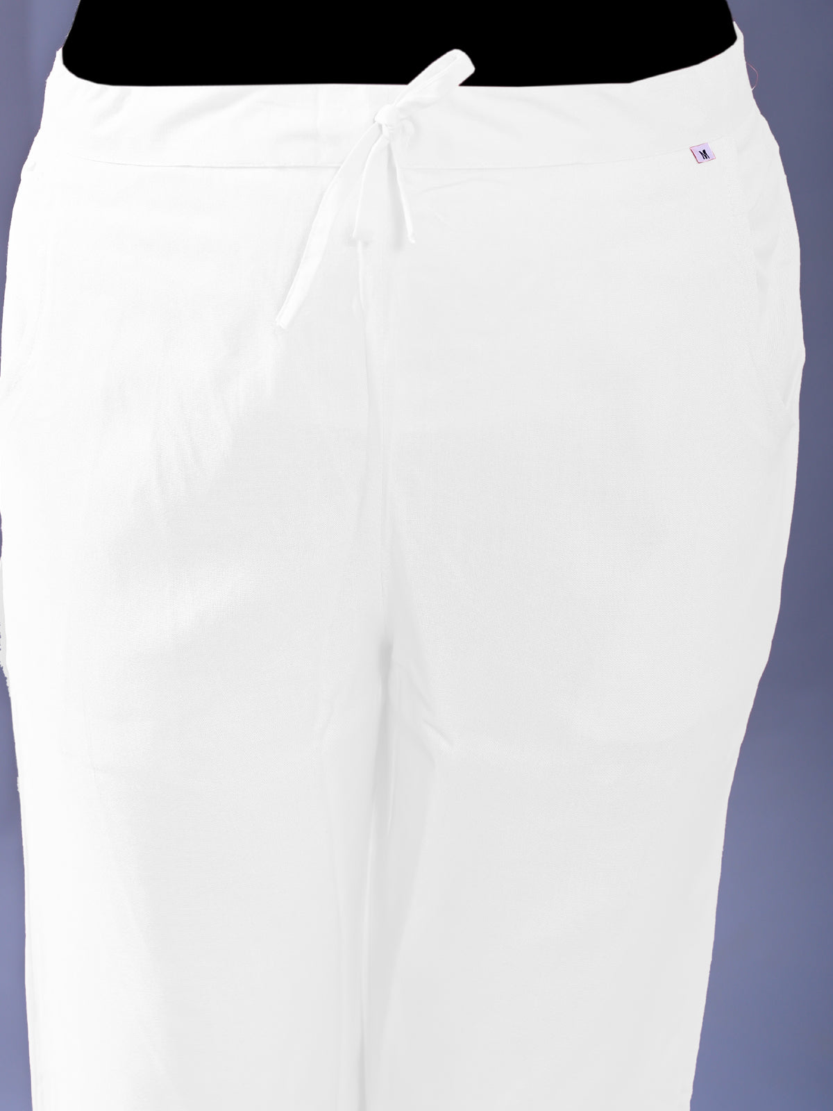 Women Regular Fit White Rayon Trouser