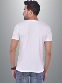 Mens Solid Round Neck  Half Sleeve Cotton Blend White T-shirt
