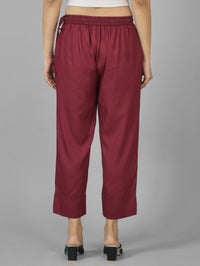 Pack Of 2 Womens Navy Blue And Wine Ankle Length Rayon Culottes Trouser Combo