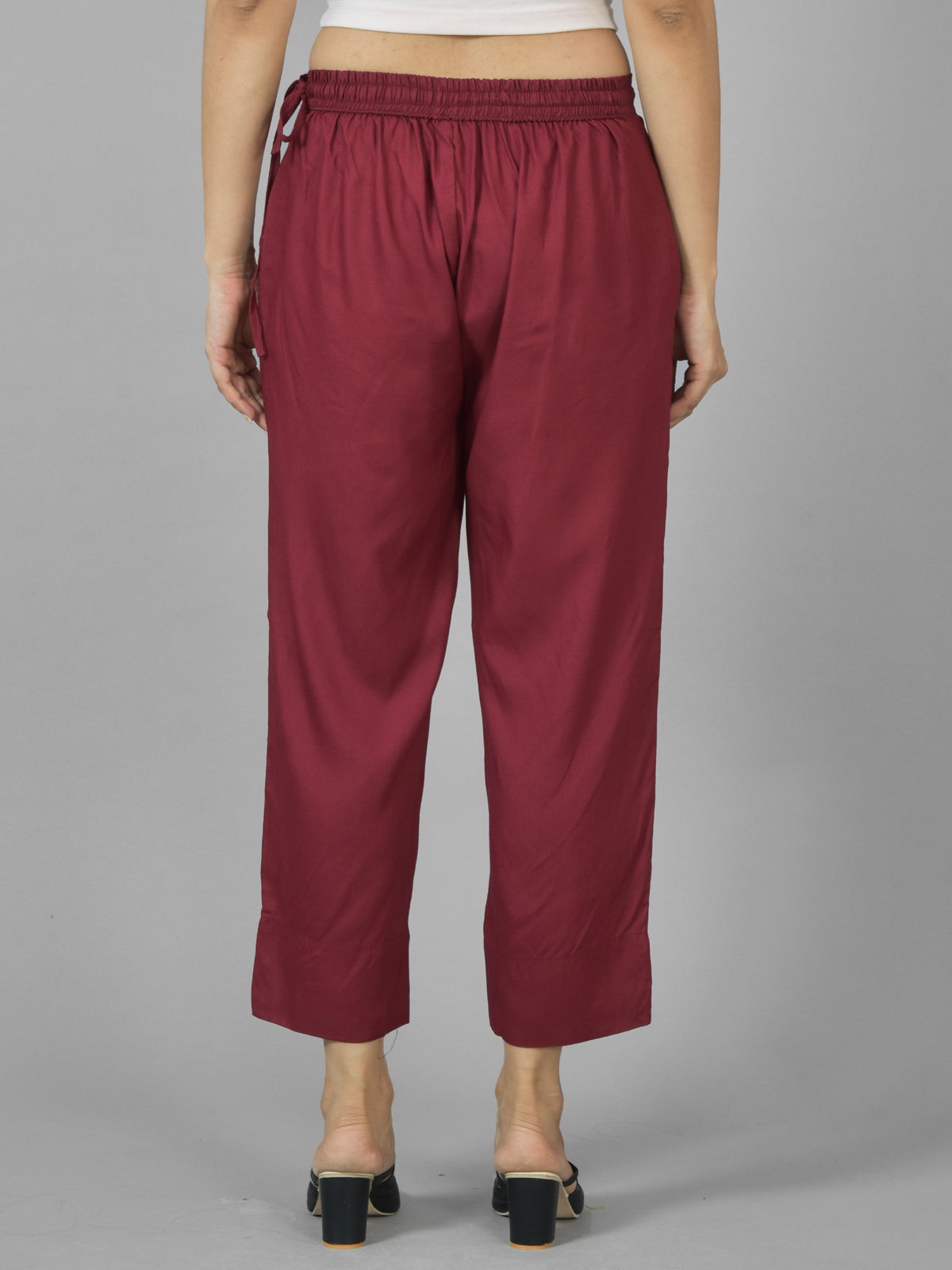 Pack Of 2 Womens Mauve Pink And Wine Ankle Length Rayon Culottes Trouser Combo