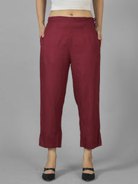 Pack Of 2 Womens Black And Wine Ankle Length Rayon Culottes Trouser Combo