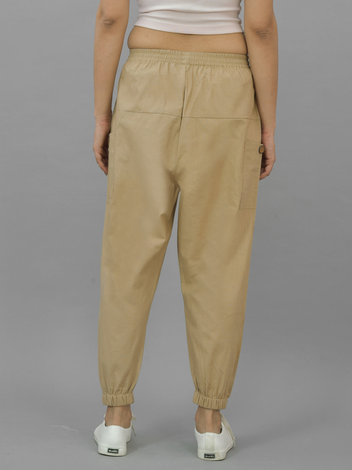 Combo Pack Of Womens Beige And Pink Four Pocket Cotton Cargo Pants