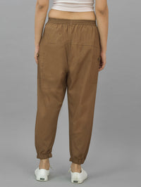 Combo Pack Of Womens Brown And Melange Grey Four Pocket Cotton Cargo Pants