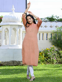 Ethnic Wear Khadi Cotton Orange Multistripe Couple Kurta Set