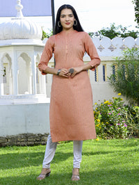 Ethnic Wear Khadi Cotton Orange Multistripe Couple Kurta Set