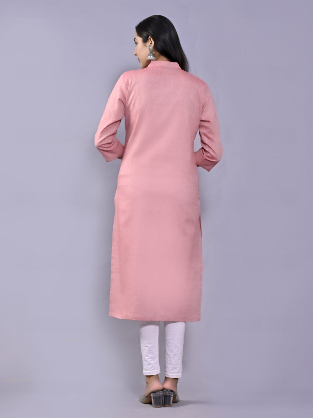 Women Solid Red Woven South Cotton Kurti