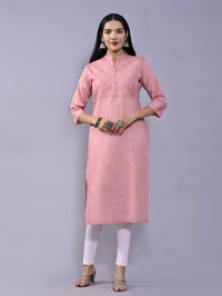 Women Solid Red Woven South Cotton Kurti