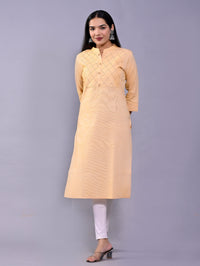 Women Solid Yellow Woven South Cotton Kurti