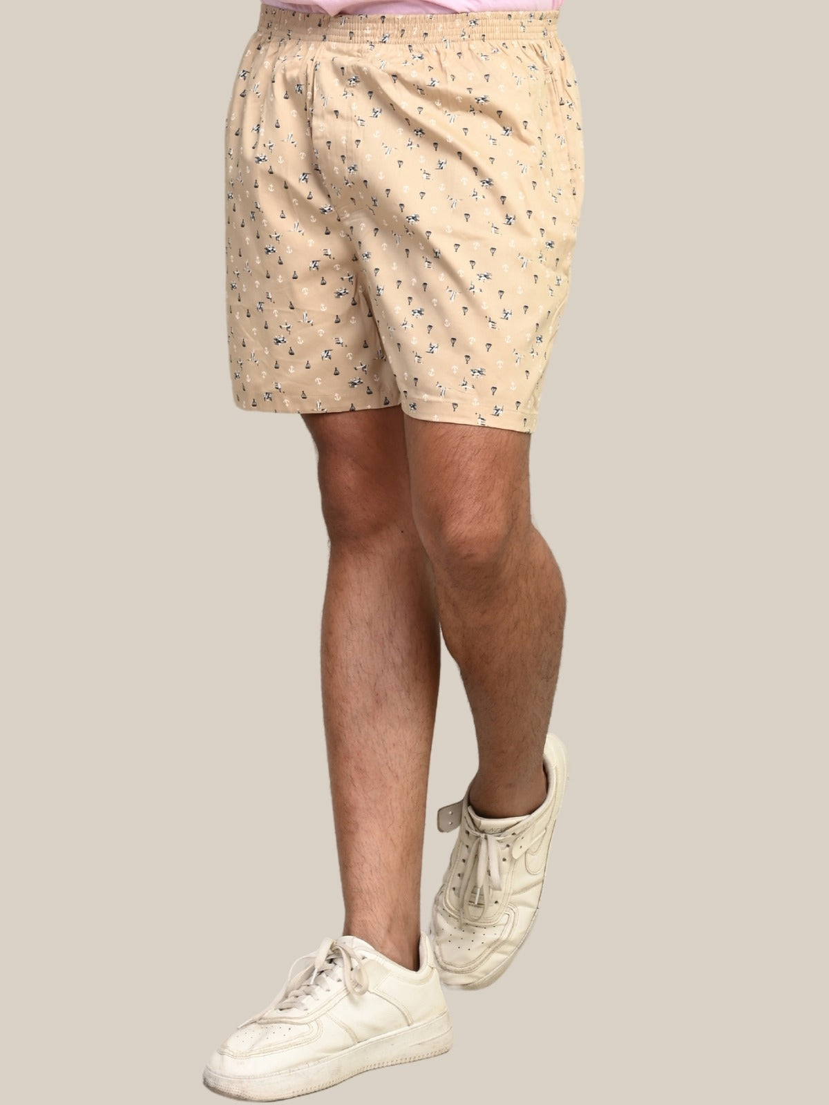 Pack Of 2 White And Yellow Mens Printed Shorts Combo
