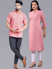 Ethnic Wear South Cotton Red Couple Kurta Set