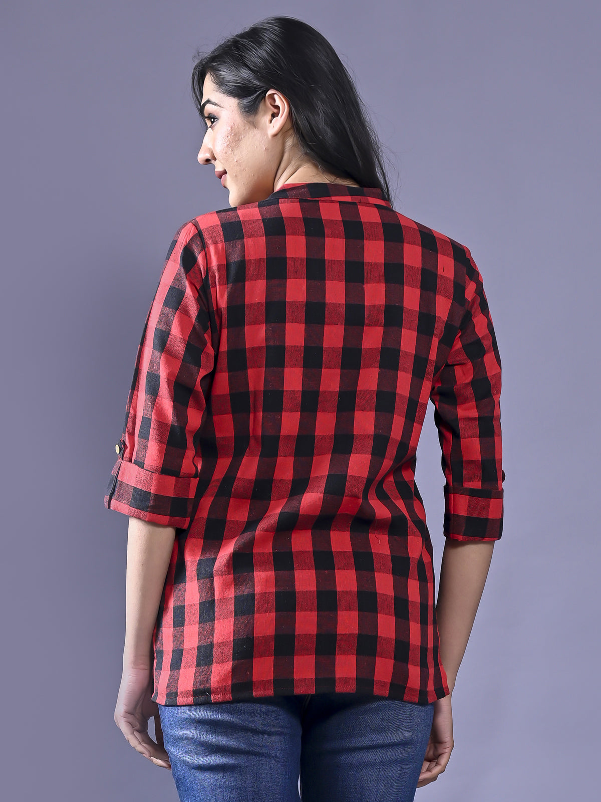 Pack Of 2 Womens Black And Red Chekerd Casual Shirt Combo
