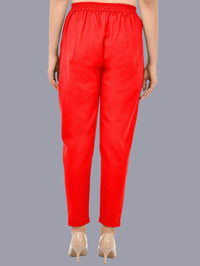 Women Regular Fit Red Cotton Trouser